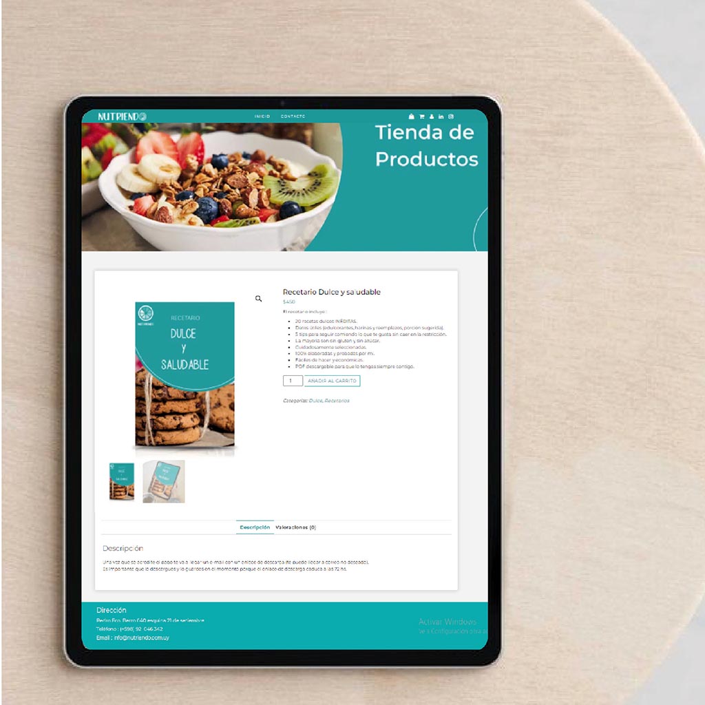 Trabajo web para nutriendo, estudio de diseño en uruguay