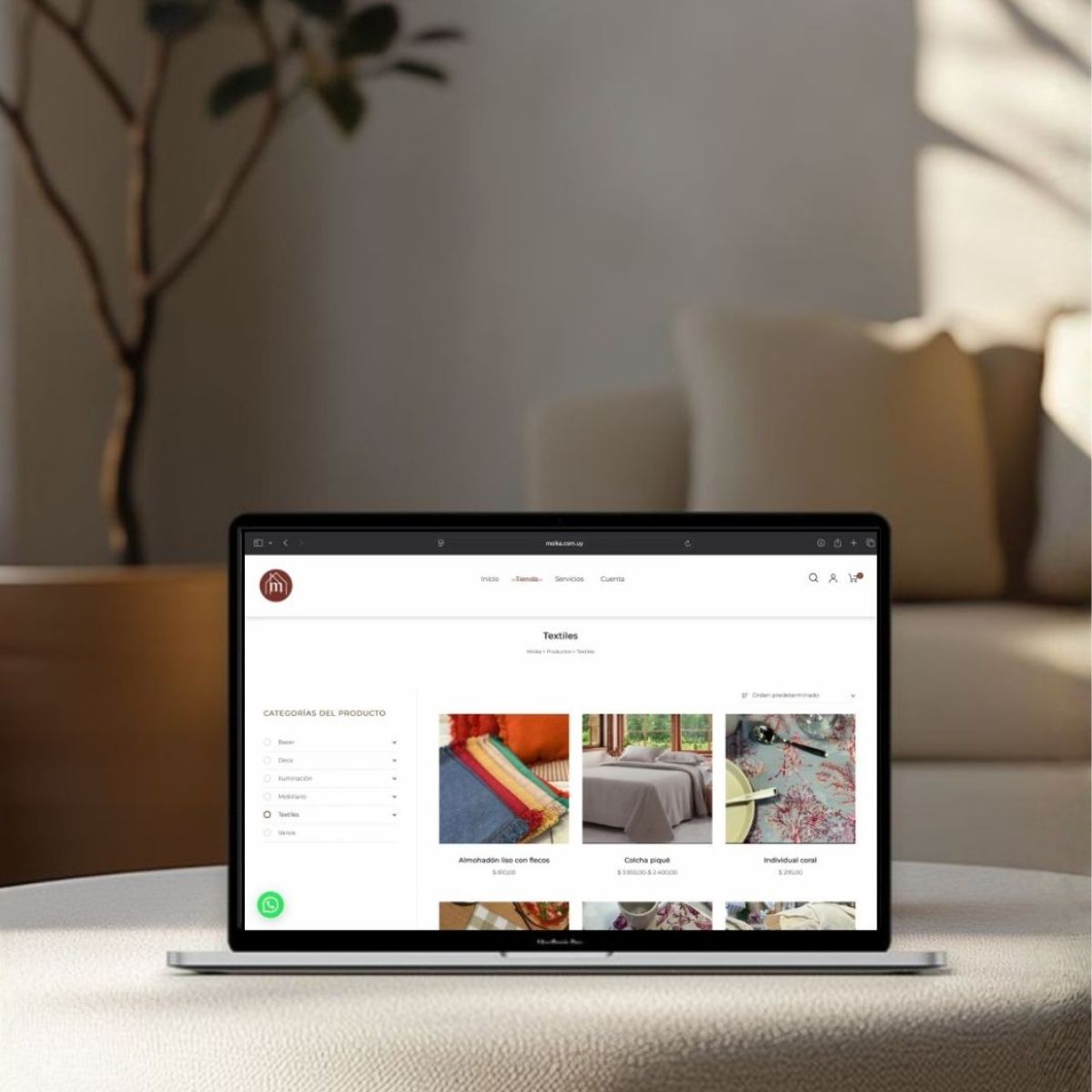 Estudio de diseño web, trabajo de diseño web tienda online para Moika en Uruguay