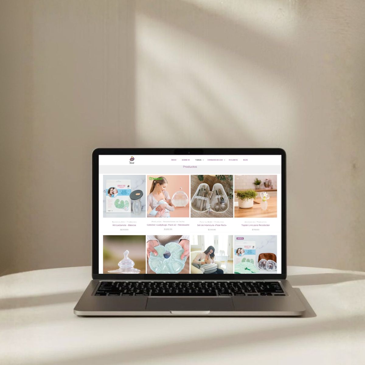 Estudio de diseño web, trabajo de eccommerce, diseño web para Veró Lactancia en Montevideo, Uruguay