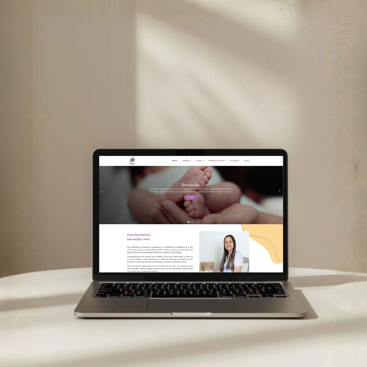 Estudio de diseño web, trabajo de diseño web tienda online para Veró Lactancia en Uruguay